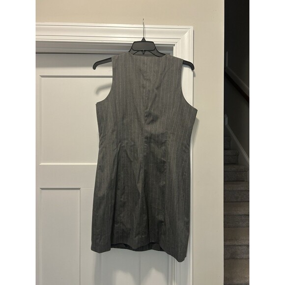 A New Day Grey Pinstripe Button Down Dress Office Androgynous Size Large City - Picture 4 of 8